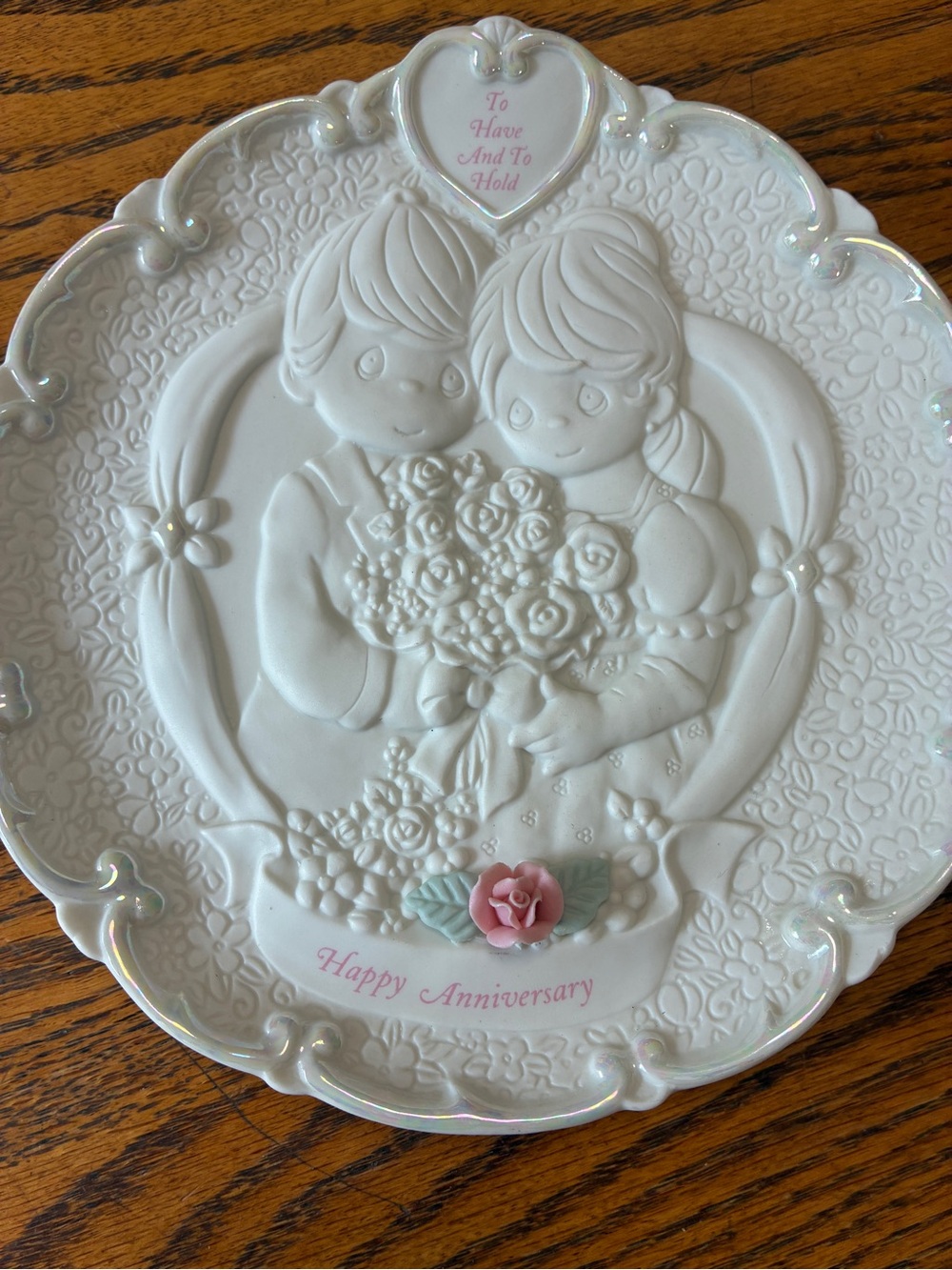 Precious Moments White and Pink Anniversary Decorative Plate - Picture 3 of 3